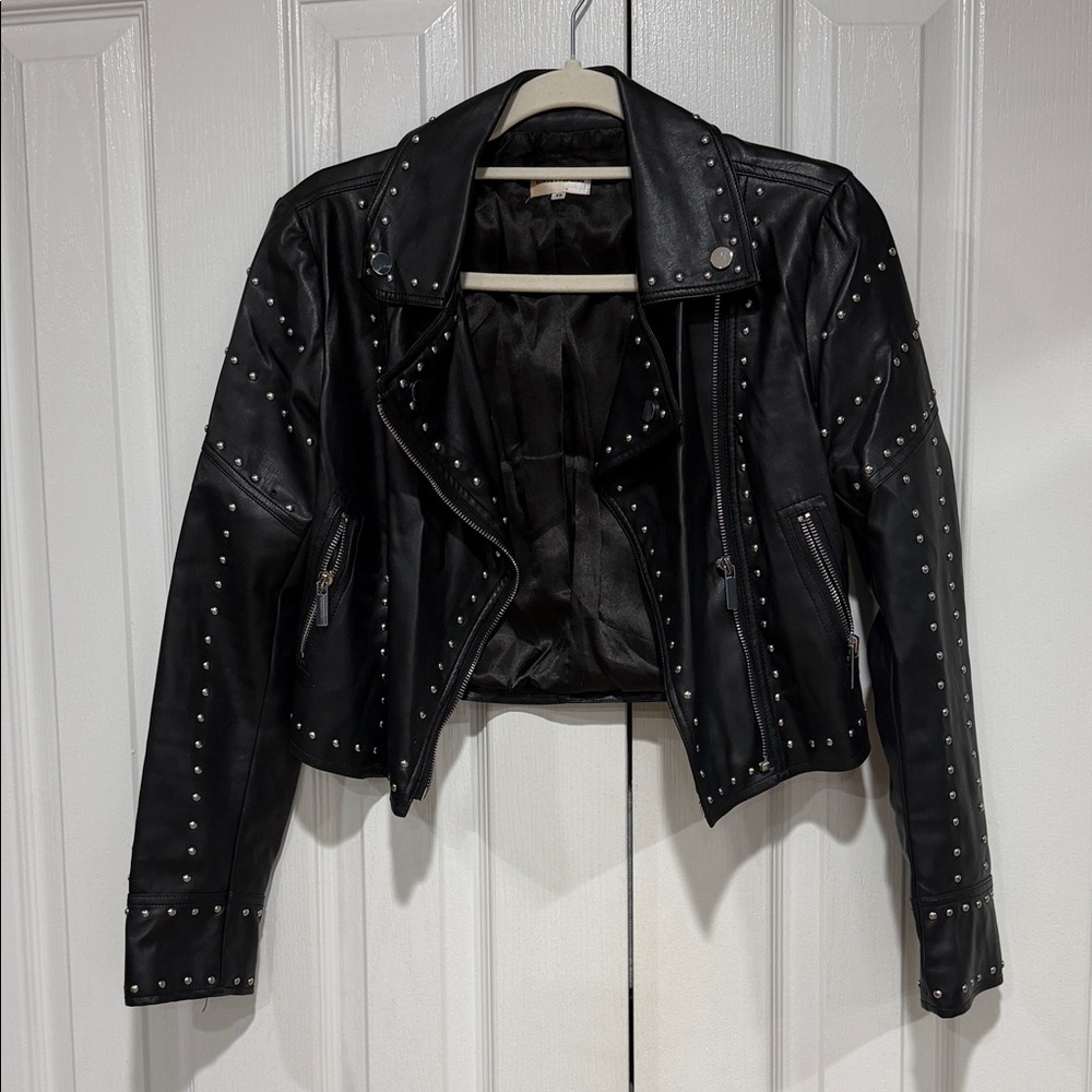 Women's Black Studded Leather Jacket
